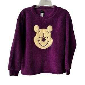 Disney Winnie the Pooh Purple Sherpa Pullover Sweatshirt Kids S (4-6)